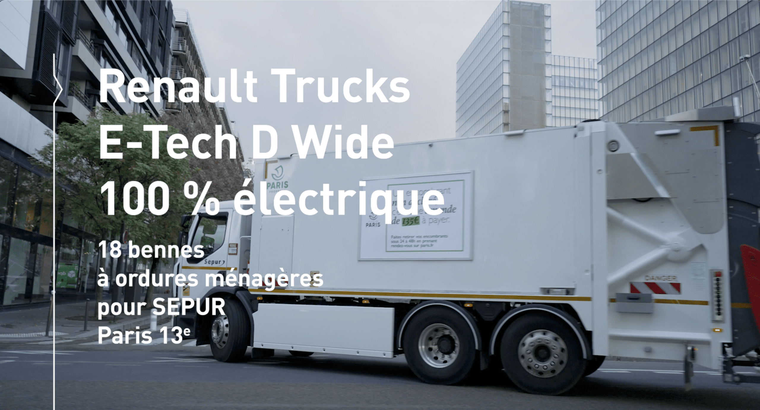 collecte déchets électrique avec Renault trucks Paris 13e